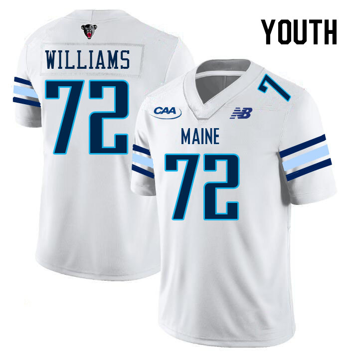 Youth #72 Tyler Williams Maine Black Bears College Football Jerseys Stitched Sale-White